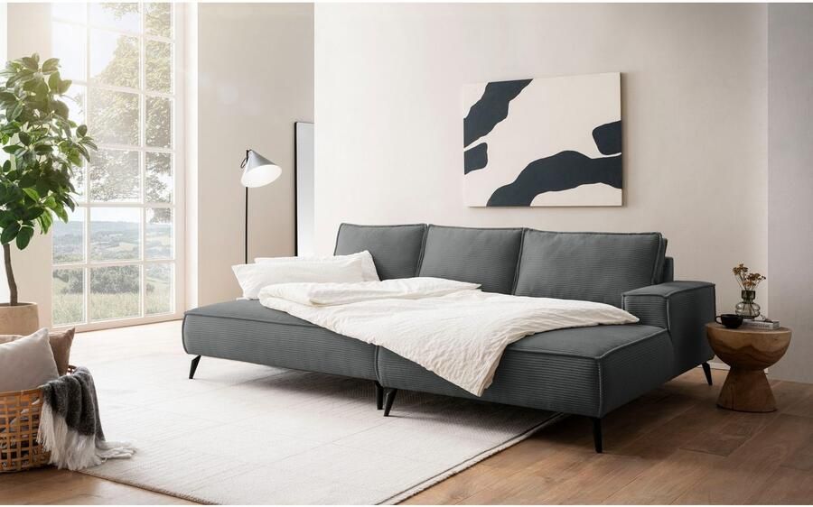 Andas Hoekbank TVINNU L-vorm in cord bank keuze met recamiere rechts links zwarte voeten comfortabele zitcomfort - Foto 6