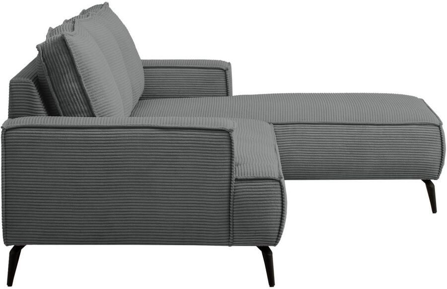 Andas Hoekbank TVINNU L-vorm in cord bank keuze met recamiere rechts links zwarte voeten comfortabele zitcomfort - Foto 4