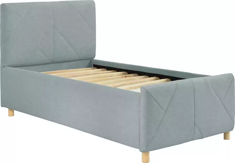 andas Bekleed ledikant Yorin interessante stiksels in het hoofd- en voetbord 5 breedten ook tot 220 cm lang incl. lattenrol