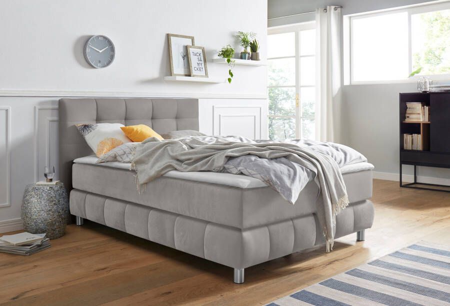 Andas Boxspring Salo XXL in fluwelige look of structuurstof 6 breedten in extra lang 220 cm 4 hardheden - Foto 9