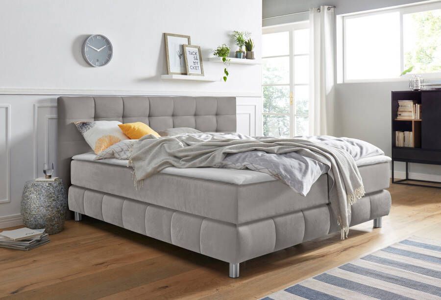 Andas Boxspring Salo XXL in fluwelige look of structuurstof 6 breedten in extra lang 220 cm 4 hardheden - Foto 8