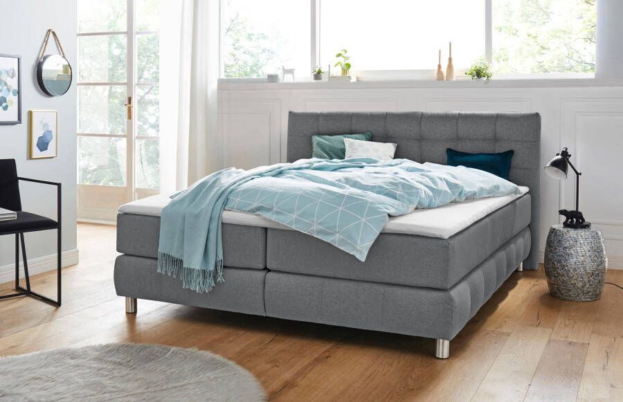 Andas Boxspring Salo XXL in fluwelige look of structuurstof 6 breedten in extra lang 220 cm 4 hardheden - Foto 11