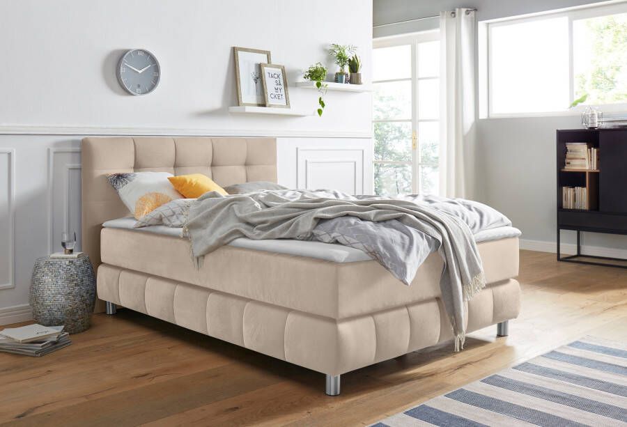 Andas Boxspring Salo XXL in fluwelige look of structuurstof 6 breedten in extra lang 220 cm 4 hardheden