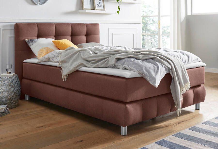 Andas Boxspring Salo XXL in fluwelige look of structuurstof 6 breedten in extra lang 220 cm 4 hardheden - Foto 5