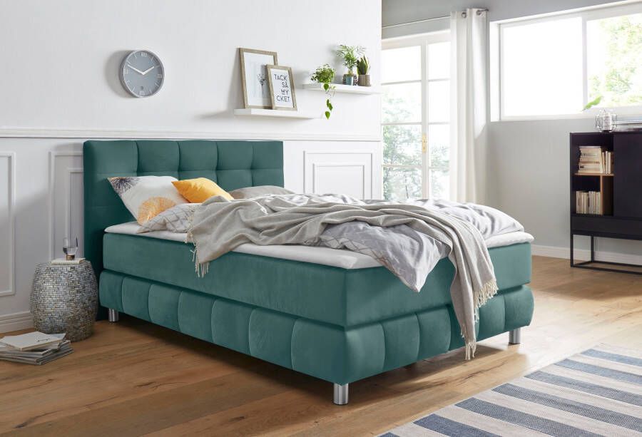 Andas Boxspring Salo XXL in fluwelige look of structuurstof 6 breedten in extra lang 220 cm 4 hardheden - Foto 8