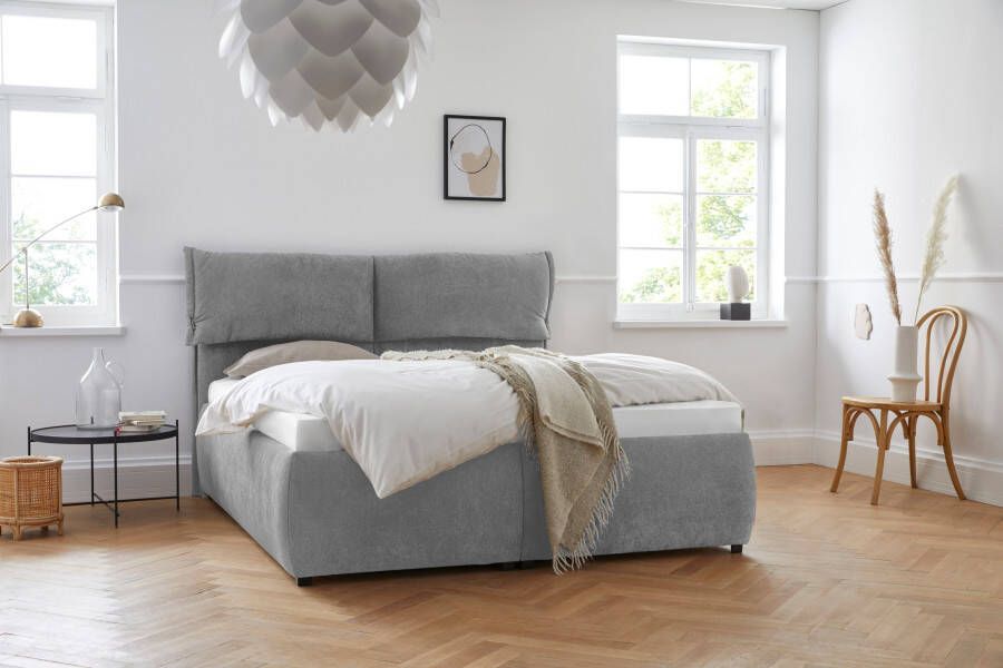 Andas Gestoffeerd bed Jenson als bedframe of met 3 matrassoorten en hardheden