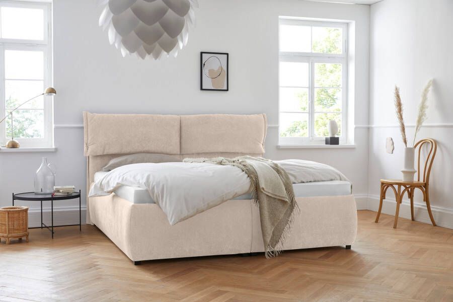 Andas Gestoffeerd bed Jenson als bedframe of met 3 matrassoorten en hardheden