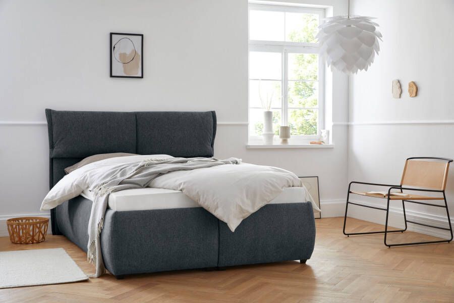 Andas Gestoffeerd bed Jenson als bedframe of met 3 matrassoorten en hardheden