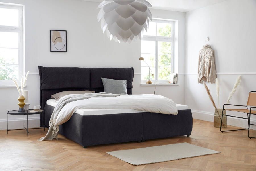 Andas Gestoffeerd bed Jenson als bedframe of met 3 matrassoorten en hardheden