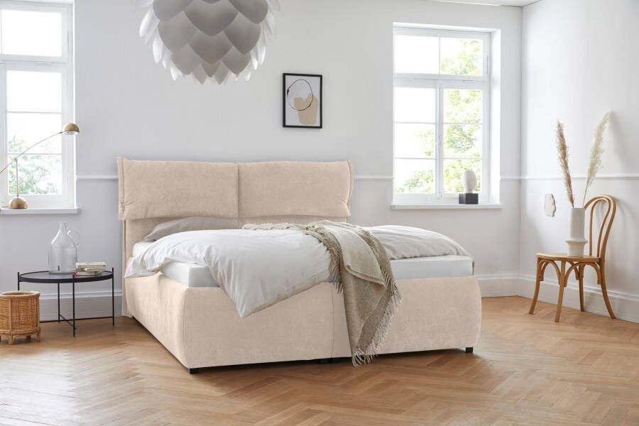 Andas Gestoffeerd bed Jenson als bedframe of met 3 matrassoorten en hardheden