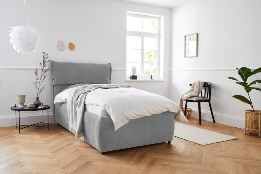 Andas Gestoffeerd bed Jenson als bedframe of met 3 matrassoorten en hardheden