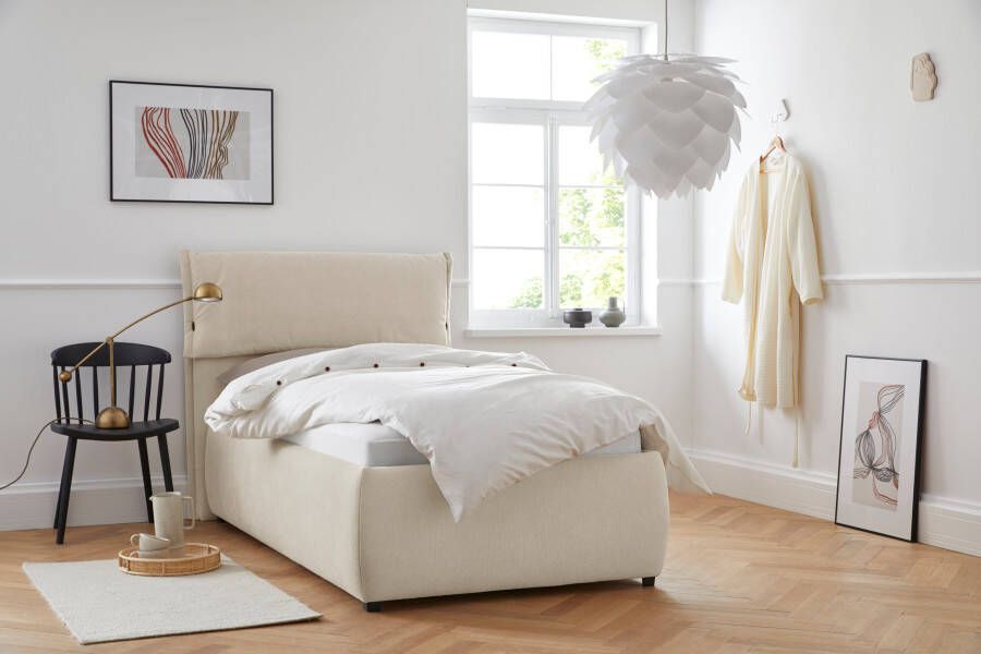 Andas Gestoffeerd bed Jenson als bedframe of met 3 matrassoorten en hardheden