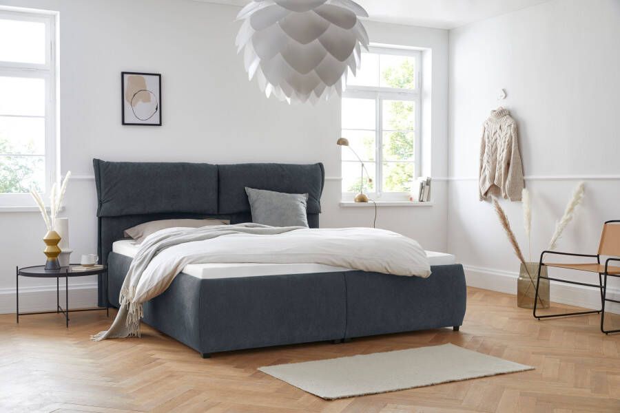 Andas Gestoffeerd bed Jenson als bedframe of met 3 matrassoorten en hardheden