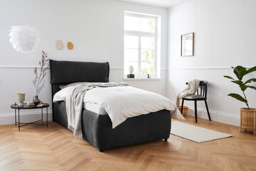 Andas Gestoffeerd bed Jenson als bedframe of met 3 matrassoorten en hardheden