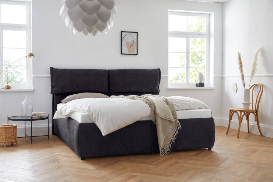 Andas Gestoffeerd bed Jenson als bedframe of met 3 matrassoorten en hardheden