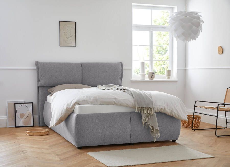 Andas Gestoffeerd bed Jenson als bedframe of met 3 matrassoorten en hardheden