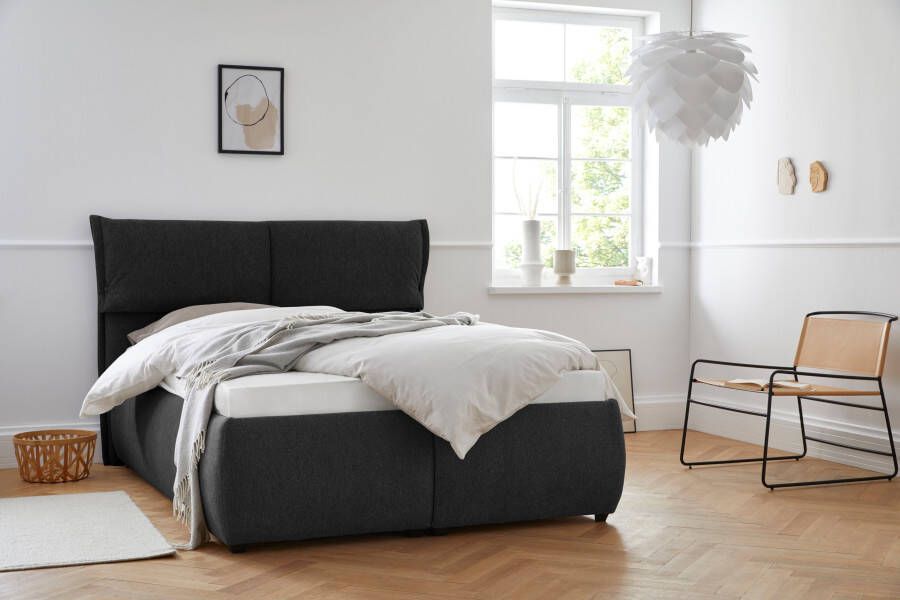 Andas Gestoffeerd bed Jenson als bedframe of met 3 matrassoorten en hardheden