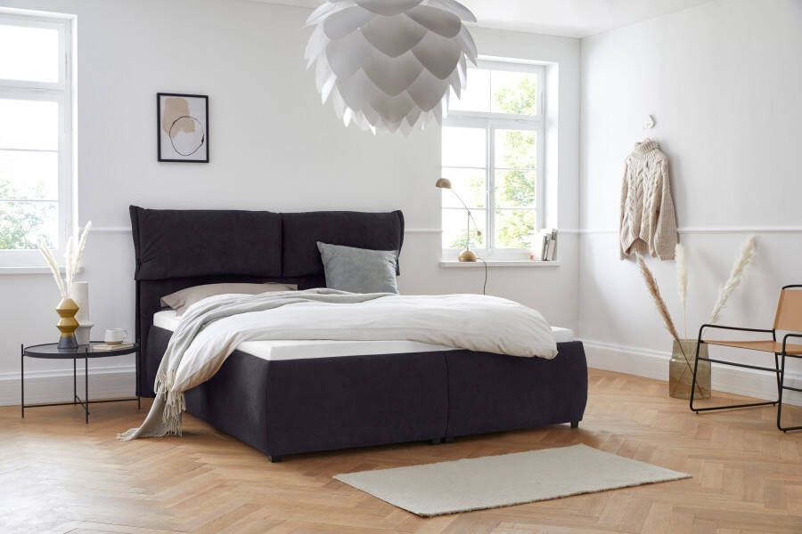 Andas Gestoffeerd bed Jenson als bedframe of met 3 matrassoorten en hardheden