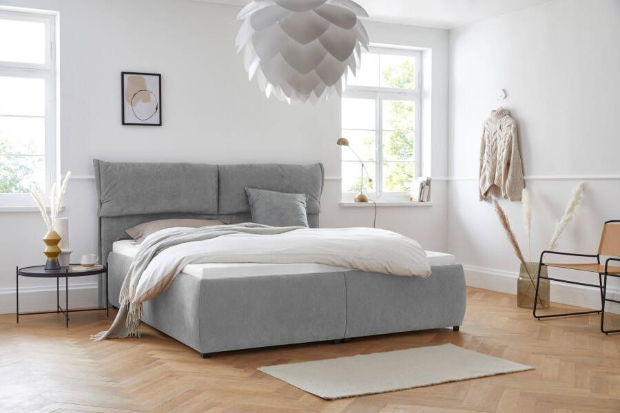 Andas Gestoffeerd bed Jenson als bedframe of met 3 matrassoorten en hardheden