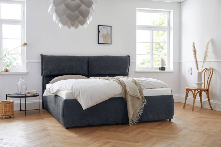 Andas Gestoffeerd bed Jenson als bedframe of met 3 matrassoorten en hardheden