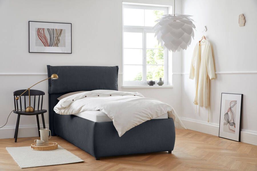 Andas Gestoffeerd bed Jenson als bedframe of met 3 matrassoorten en hardheden