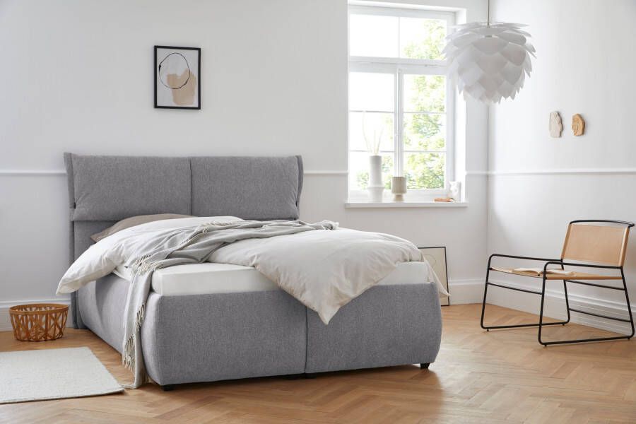 Andas Gestoffeerd bed Jenson als bedframe of met 3 matrassoorten en hardheden