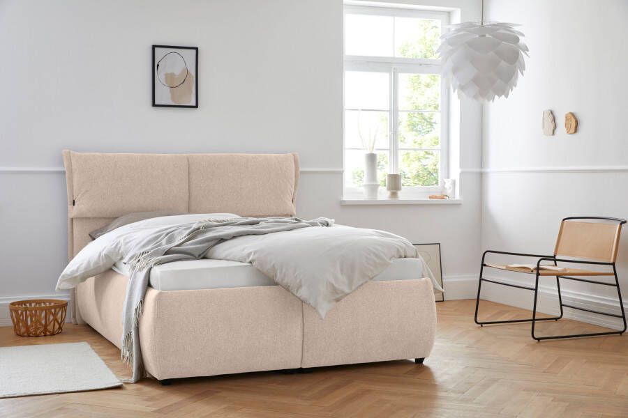 Andas Gestoffeerd bed Jenson als bedframe of met 3 matrassoorten en hardheden