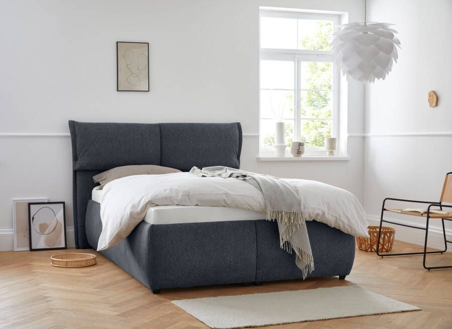 Andas Gestoffeerd bed Jenson als bedframe of met 3 matrassoorten en hardheden