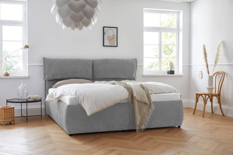 Andas Gestoffeerd bed Jenson als bedframe of met 3 matrassoorten en hardheden