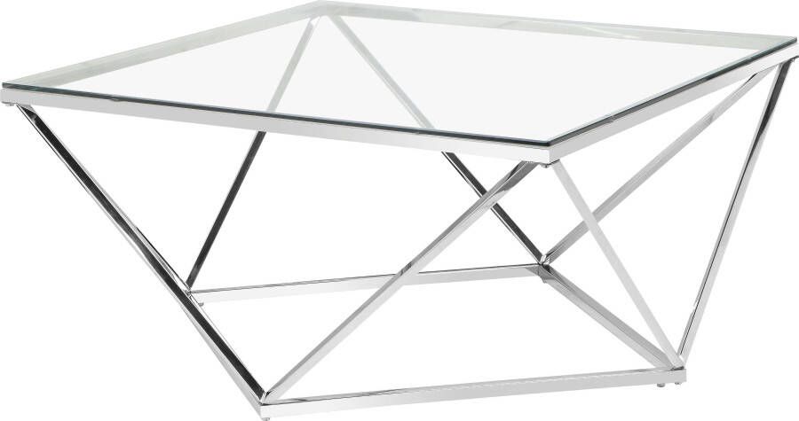 Andas Salontafel Jävre met tafelblad van glas geometrisch onderstel van metaal hoogte 45 cm (1 stuk)
