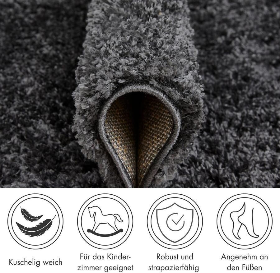 Andiamo Hoogpolig vloerkleed Chicago Effen kleuren zacht en knuffelig ideaal voor de woonkamer en slaapkamer - Foto 3