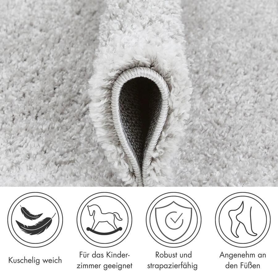 Andiamo Hoogpolig vloerkleed Chicago Effen kleuren zacht en knuffelig ideaal voor de woonkamer en slaapkamer - Foto 4