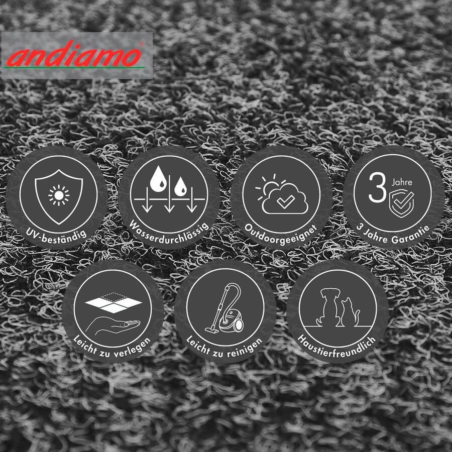 Andiamo Kunstgras Aberdeen Made in Belgium van naaldvilt met drainage-noppen voor balkon terras wintertuin (1 stuk)