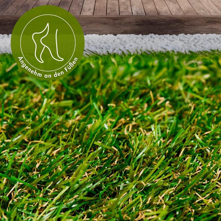 Andiamo Kunstgras Gazontapijt Jever natuurlijke uitstraling met drainagefunctie voor balkon terras & tuin (1 stuk) - Foto 3