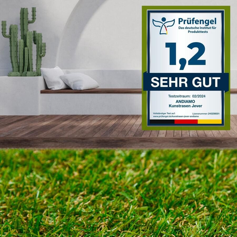 Andiamo Kunstgras Gazontapijt Jever natuurlijke uitstraling met drainagefunctie voor balkon terras & tuin (1 stuk) - Foto 4