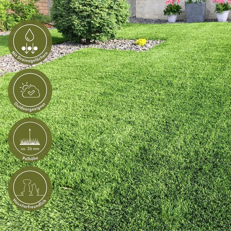 Andiamo Kunstgras Mallorca Made in Netherlands realistische uitstraling voor balkon tuin & terras waterdoorlatend - Foto 3