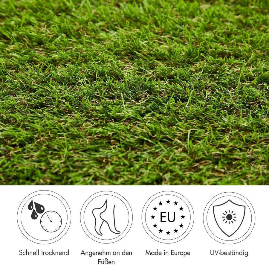 Andiamo Kunstgras Mykonos premium kwaliteit Made in Belgium natuurlijke uitstraling met drainagefunctie voor balkon terras & tuin - Foto 2