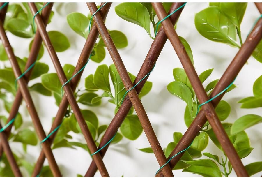 Andiamo Kunstheg met bescherming tegen inkijk Uitschuifbaar hek met kunstbladeren uitklapbare omheining met kunstklimop natuurlijke uitstraling privacybescherming