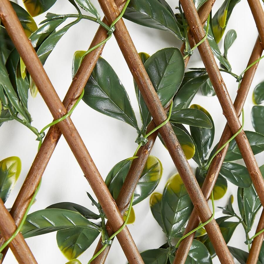 Andiamo Kunstheg met bescherming tegen inkijk Uitschuifbaar hek met kunstbladeren uitklapbare omheining met kunstklimop natuurlijke uitstraling privacybescherming