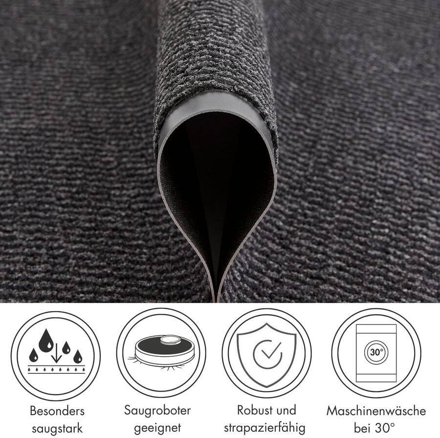 Andiamo deurmat Easy vuilvangmat voor de entree van het huis flexibel te gebruiken als deurmat binnen deurmat in overdekte buitenruimtes of als schoenmat 120 x 180 cm Antraciet - Foto 3