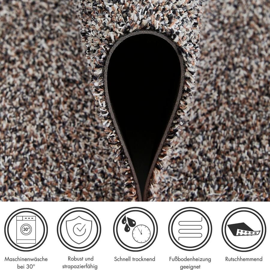 Andiamo deurmat Samson vuilvangmat van katoen voor de entree van het huis kan gebruikt worden als deurmat binnen deurmat in overdekte buitenruimtes of als huisdierenmat 100 x 150 cm graniet