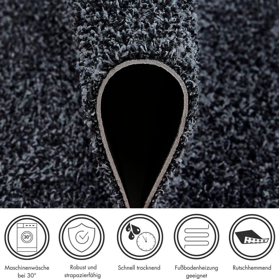 Andiamo deurmat Samson vuilvangmat van katoen voor de entree van het huis kan gebruikt worden als deurmat binnen deurmat in overdekte buitenruimtes of als huisdierenmat 67 x 180 cm antraciet