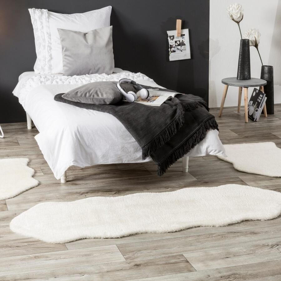 Andiamo Set slaapkamerkleedjes Slaapkamerkleed lam imitatiebont zeer zachte pool wasbaar slaapkamerkleed loperset