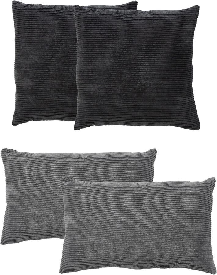 Andiamo Sierkussen Cord kussen Emy 4-delig set kussenhoes met vulling Bankkussen hoekig 40x40 & 30x50 cm ook afzonderlijk verkrijgbaar - Foto 2