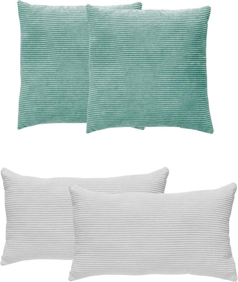 Andiamo Sierkussen Cord kussen Emy 4-delig set kussenhoes met vulling Bankkussen hoekig 40x40 & 30x50 cm ook afzonderlijk verkrijgbaar - Foto 2