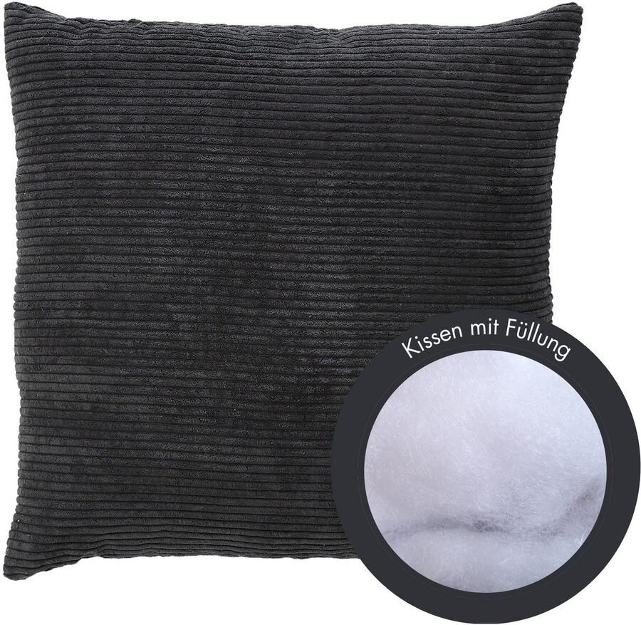 Andiamo Sierkussen Cord kussen Emy kussenhoes met vulling Sierkussens vierkant 40x40 of 30x50 cm ook verkrijgbaar als 4-delige set (1 stuk) - Foto 4