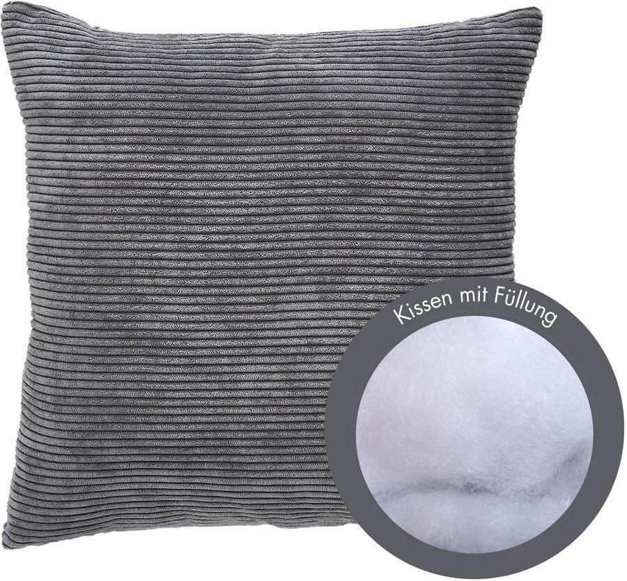 Andiamo Sierkussen Cord kussen Emy kussenhoes met vulling Sierkussens vierkant 40x40 of 30x50 cm ook verkrijgbaar als 4-delige set (1 stuk) - Foto 4