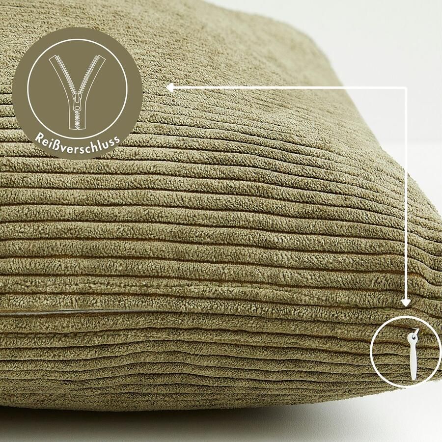 Andiamo Sierkussen Cord kussen Emy kussenhoes met vulling Sierkussens vierkant 40x40 of 30x50 cm ook verkrijgbaar als 4-delige set (1 stuk) - Foto 2