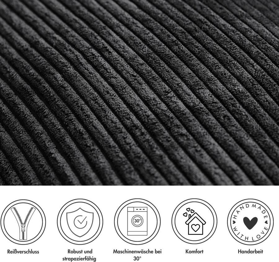 Andiamo Sierkussen Cord kussen Emy kussenhoes met vulling Sierkussens vierkant 40x40 of 30x50 cm ook verkrijgbaar als 4-delige set (1 stuk) - Foto 2