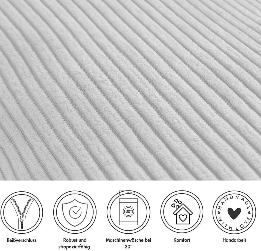 Andiamo Sierkussen Cord kussen Emy kussenhoes met vulling Sierkussens vierkant 40x40 of 30x50 cm ook verkrijgbaar als 4-delige set (1 stuk) - Foto 2